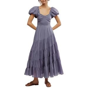 Free People Sundrenched Maxi Dress Blue Granite Print Size S P